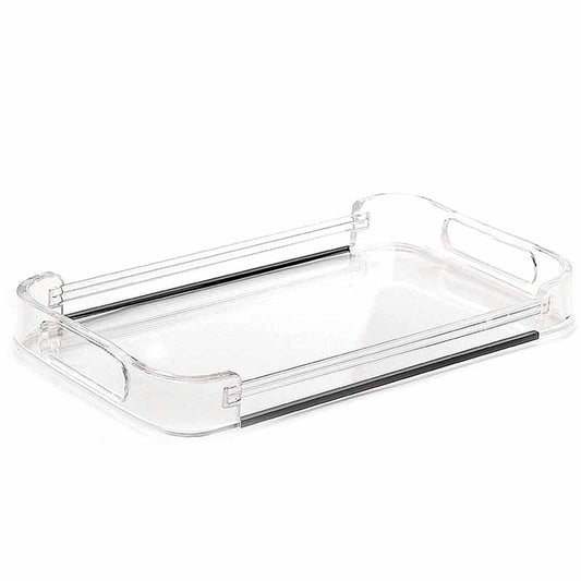 41 CM Transparent Plexi Rectangular Serving Tray with Handles Multifunctional Organizer Tray for Food Drinks Snacks and Appetizers - Medaid International