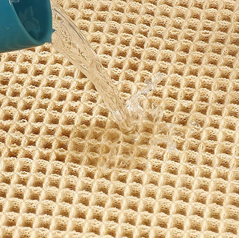 95 CM X 65 CM Cotton Waffle Dry Bathroom Rug Non Slip Kitchen Mat with Tassels Super Absorbent Ultra Soft Boho Decor Floor Mats Machine Washable - Image 2