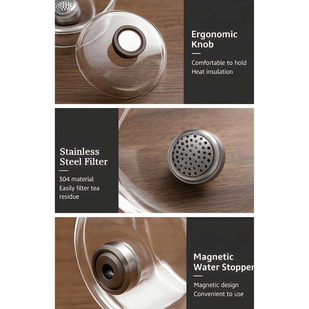 Magnetic Borosilicate Teapot – Wood & Glass Edition (600ml)