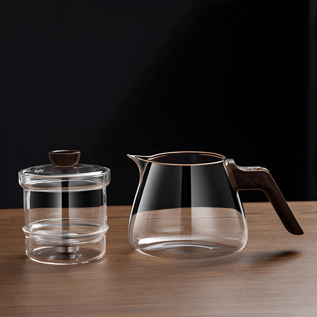 Magnetic Borosilicate Teapot – Wood & Glass Edition (600ml)