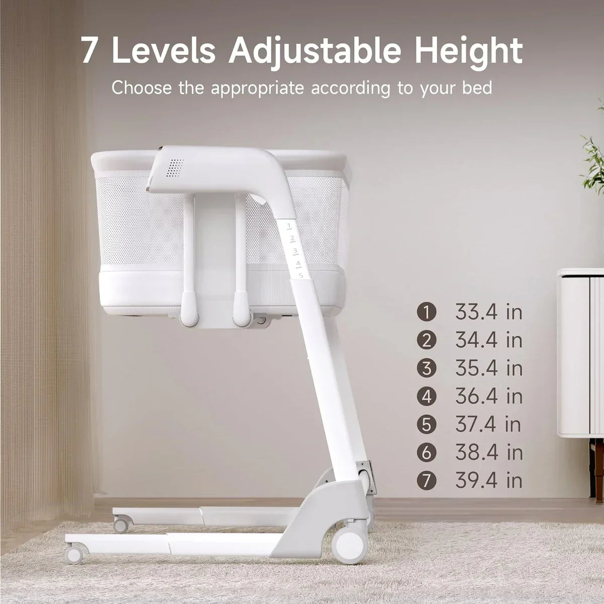 Miila - Nova Smart Snoothing Bassinet - 2in1 Baby Bassinet & Playpen - White