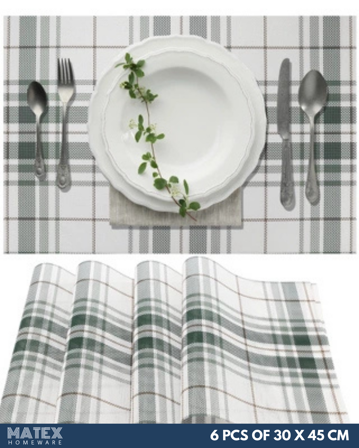 Green Texture Place Mats 6pcs for Table