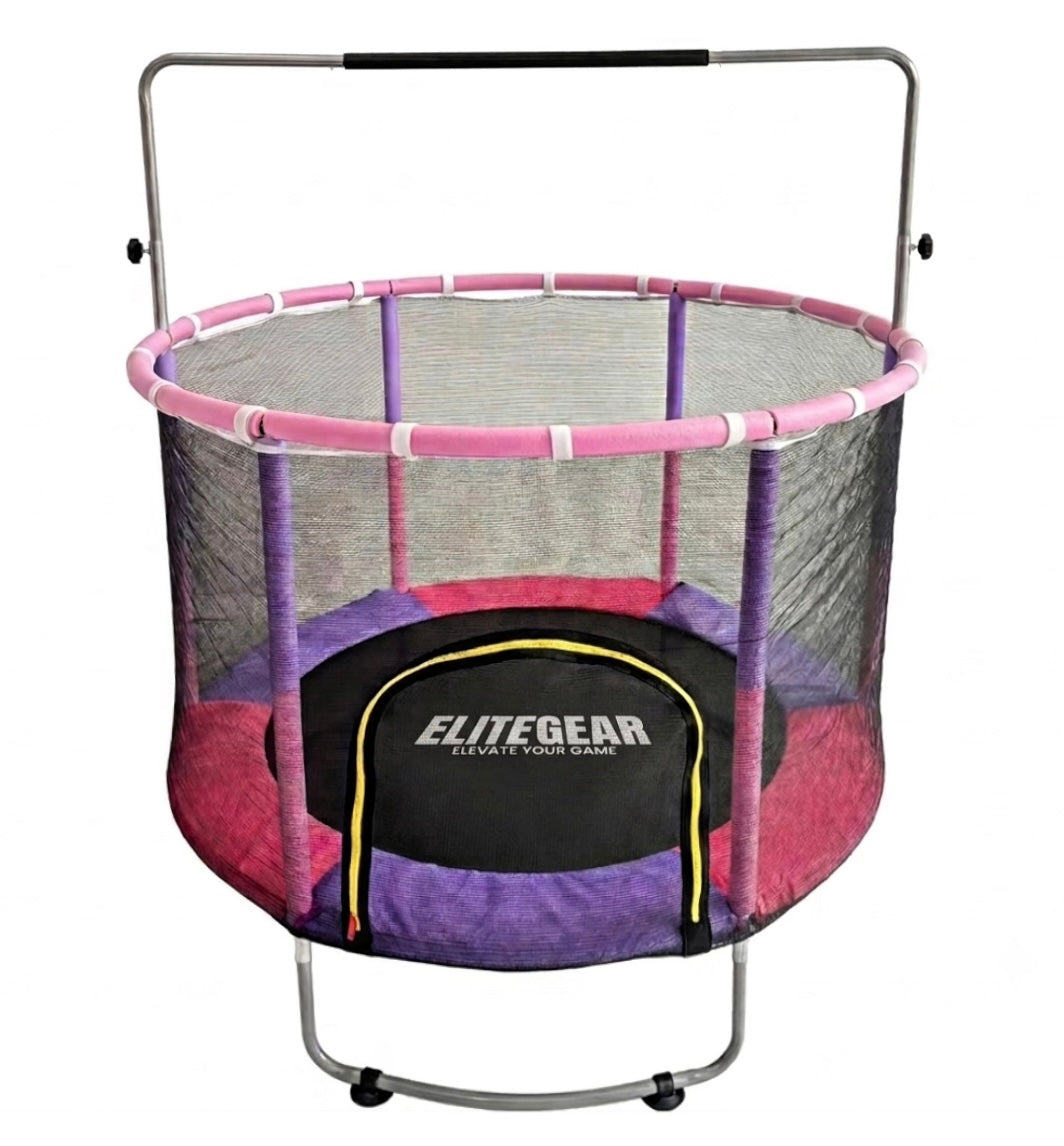 EliteGear™ Pink Mini Trampoline + Hammock + Basketball + Balls + Adjustable Bar + Gloves + Rings