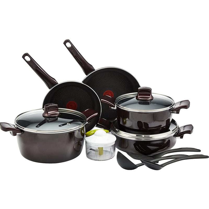 Tefal G6 Resist Intense 12 Pcs Cooking Set, Red, Aluminium