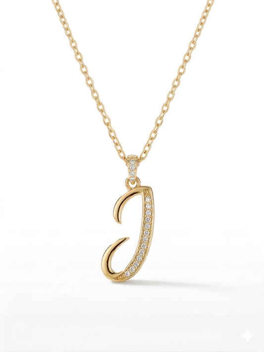 Macys Women's Gold Cubic Zirconia Initial 18" J Shape Pendant Necklace in 18k Gold-Plated Sterling Silver | Macys In Lebanon