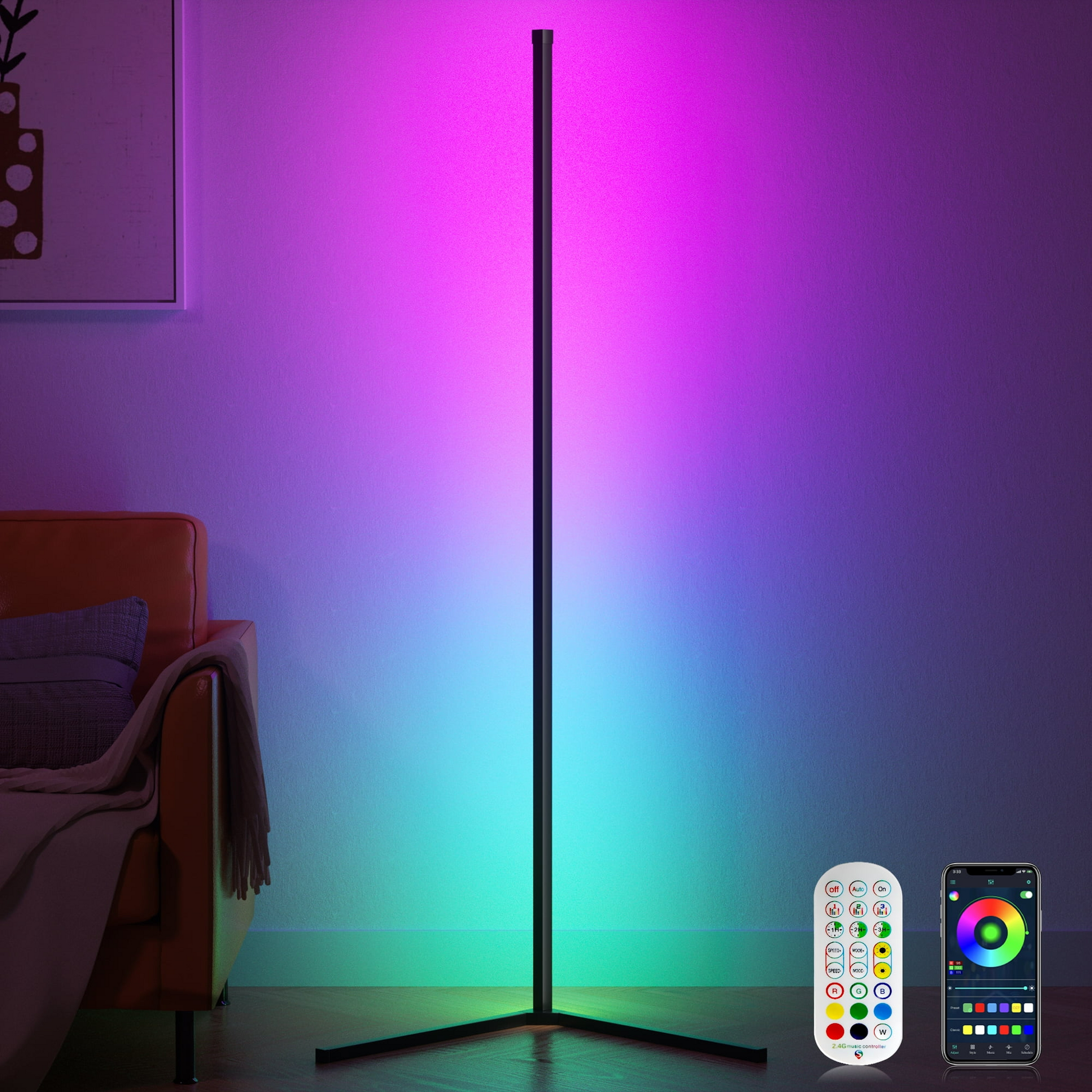 Smart RGB LED Corner Lamp Remote & Phone App Control - Medaid International
