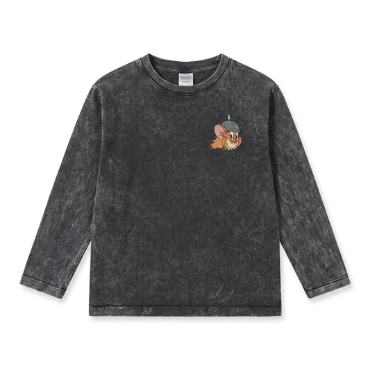 Zara Boy's Washed Black Jerry Graphic Blouse | Zara In Lebanon