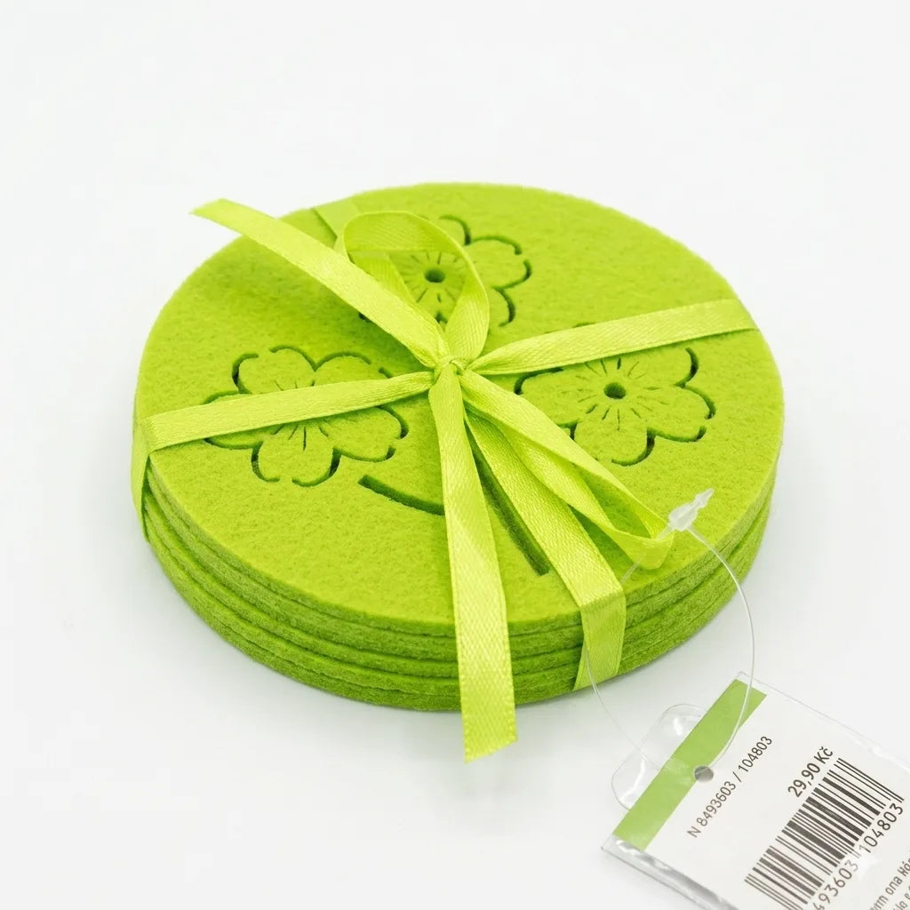 SD Pack Of 4 Green Felt Flower Coaster Set | SD In Lebanon