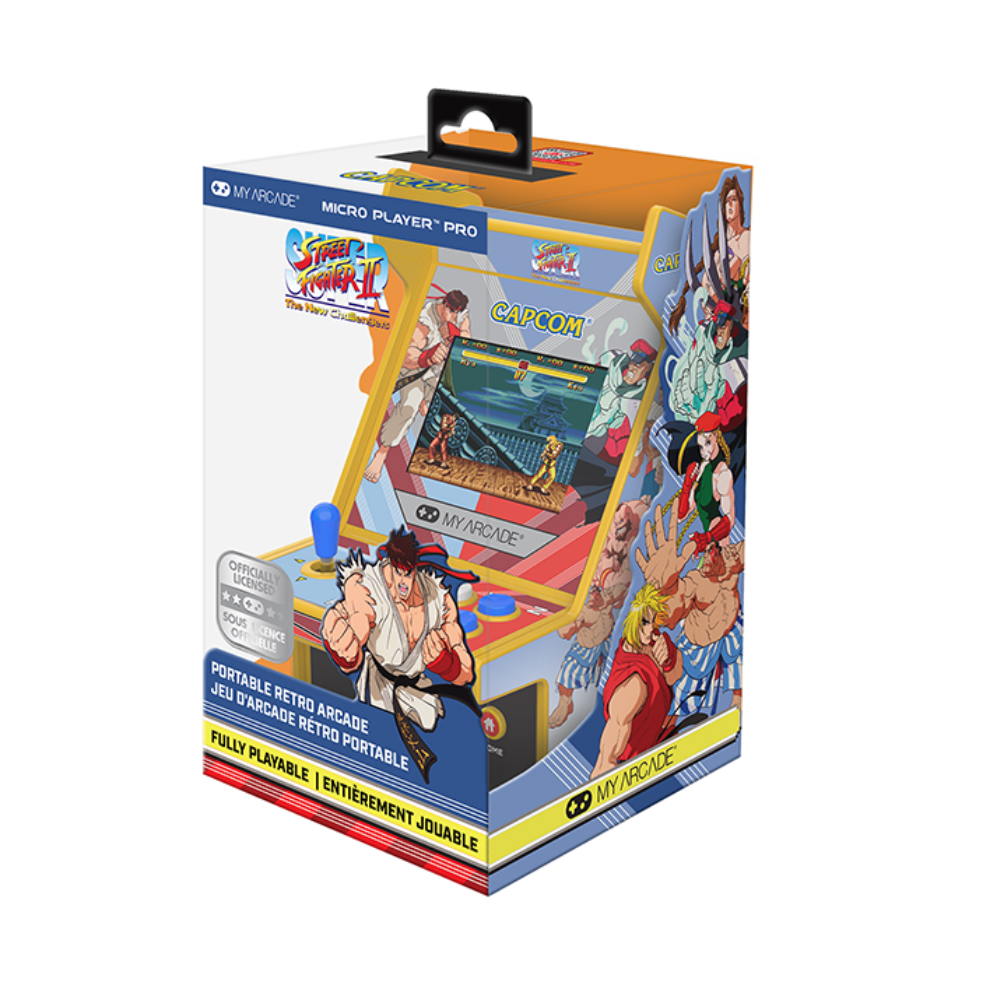Micro Player 6.7" Super Street Fighter Ii Portable Retro Arcade (2 Games In 1) - Yellow & Gray - Medaid International