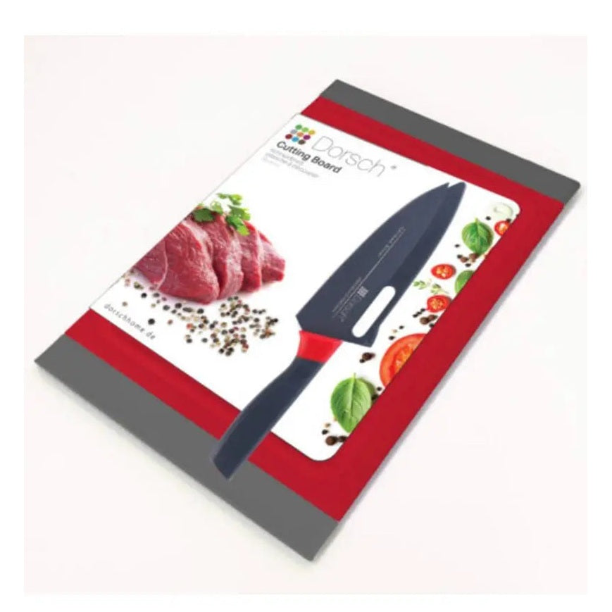 Green & Red Cutting Board and Chef Knife Set