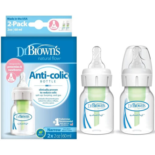DrBrown's - Anti-Colic Op+ Narrow - Baby Bottle 60ML - 2pack - Preemie Nipple