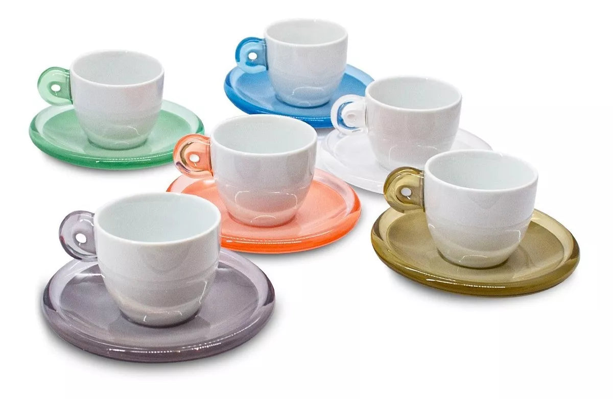 Guzzini Set 6 Espresso Cups With Saucers Gocce