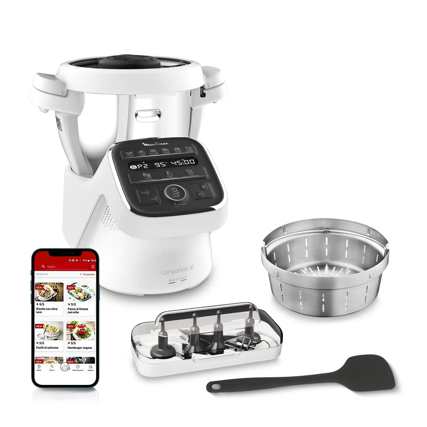 MOULINEX COMPANION XL Multifunctional Robot Cooker Bowl 4.5L 12 Programs Auto Soups Gazpacho Kitchen Robot Mixer Chopper Kneader 1550W HF80CB10