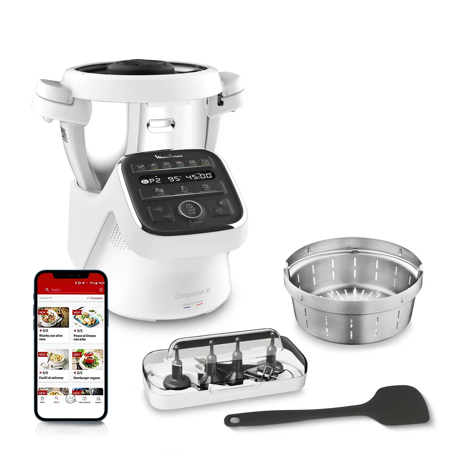 MOULINEX COMPANION XL Multifunctional Robot Cooker Bowl 4.5L 12 Programs Auto Soups Gazpacho Kitchen Robot Mixer Chopper Kneader 1550W HF80CB10