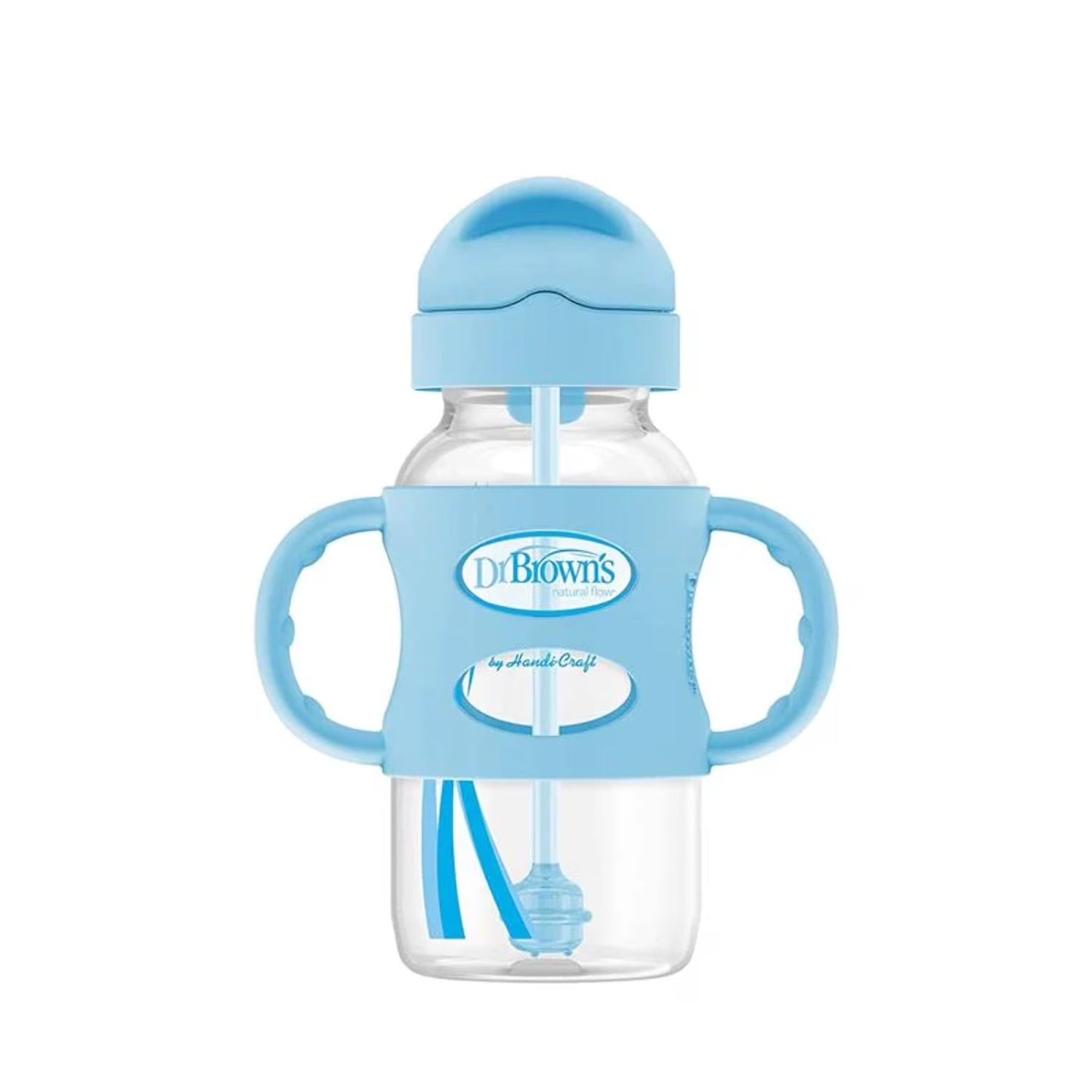 DrBrown's - Wide Neck Sippy Bottles + Handles 270ML- (6m+) - Blue