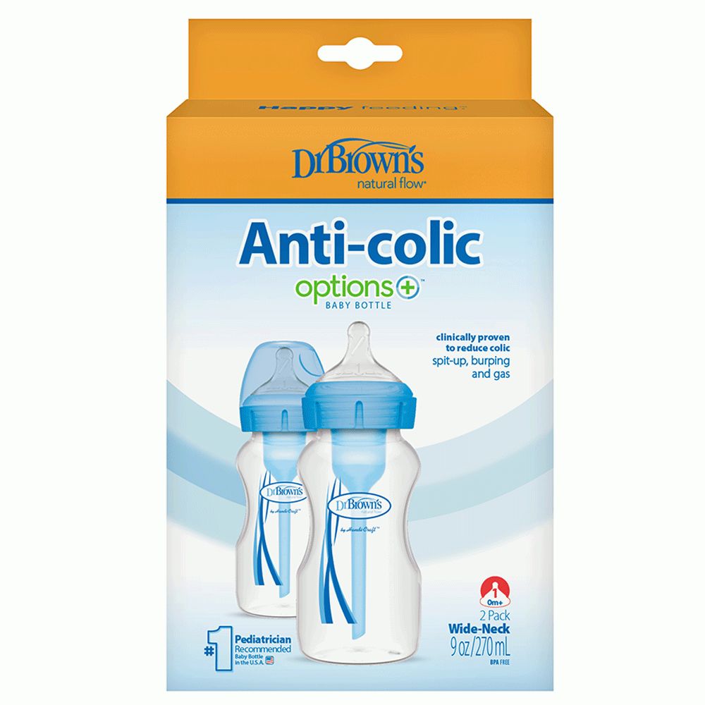 Dr. Browns Pack Of 2 Blue 270 Ml Wide-Neck Bottles