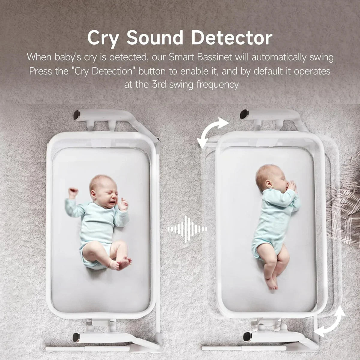 Miila - Nova Smart Snoothing Bassinet - 2in1 Baby Bassinet & Playpen - White