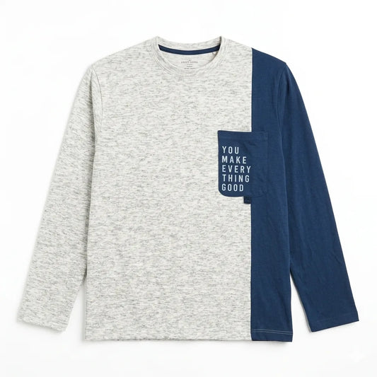 Zara Boy's Light Grey & Blue Color-Block Pocket Blouse | Zara In Lebanon