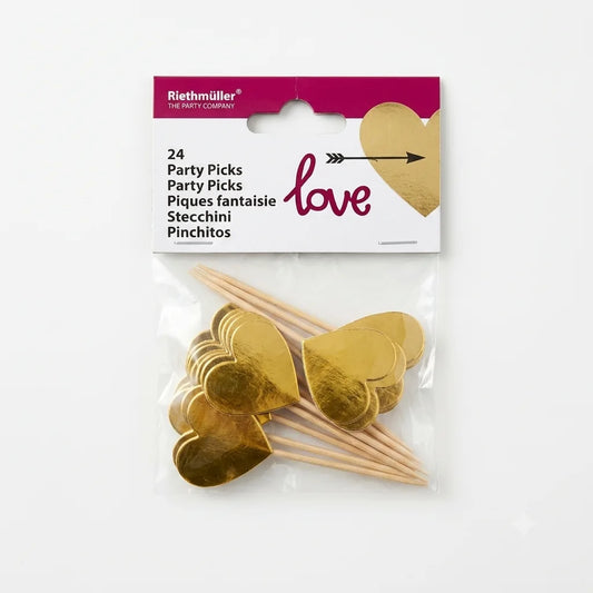 Riethmuller Pack Of 24 Gold Heart Cake Toppers | Riethmuller In Lebanon