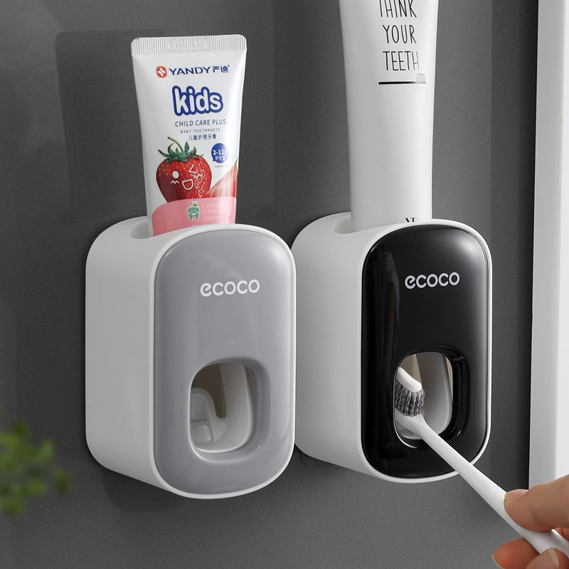 ECOCO Waterproof Toothpaste Squeezer Automatic Toothpaste Dispenser Wall Mount Bathroom Bathroom Accessories Toothbrush Holder