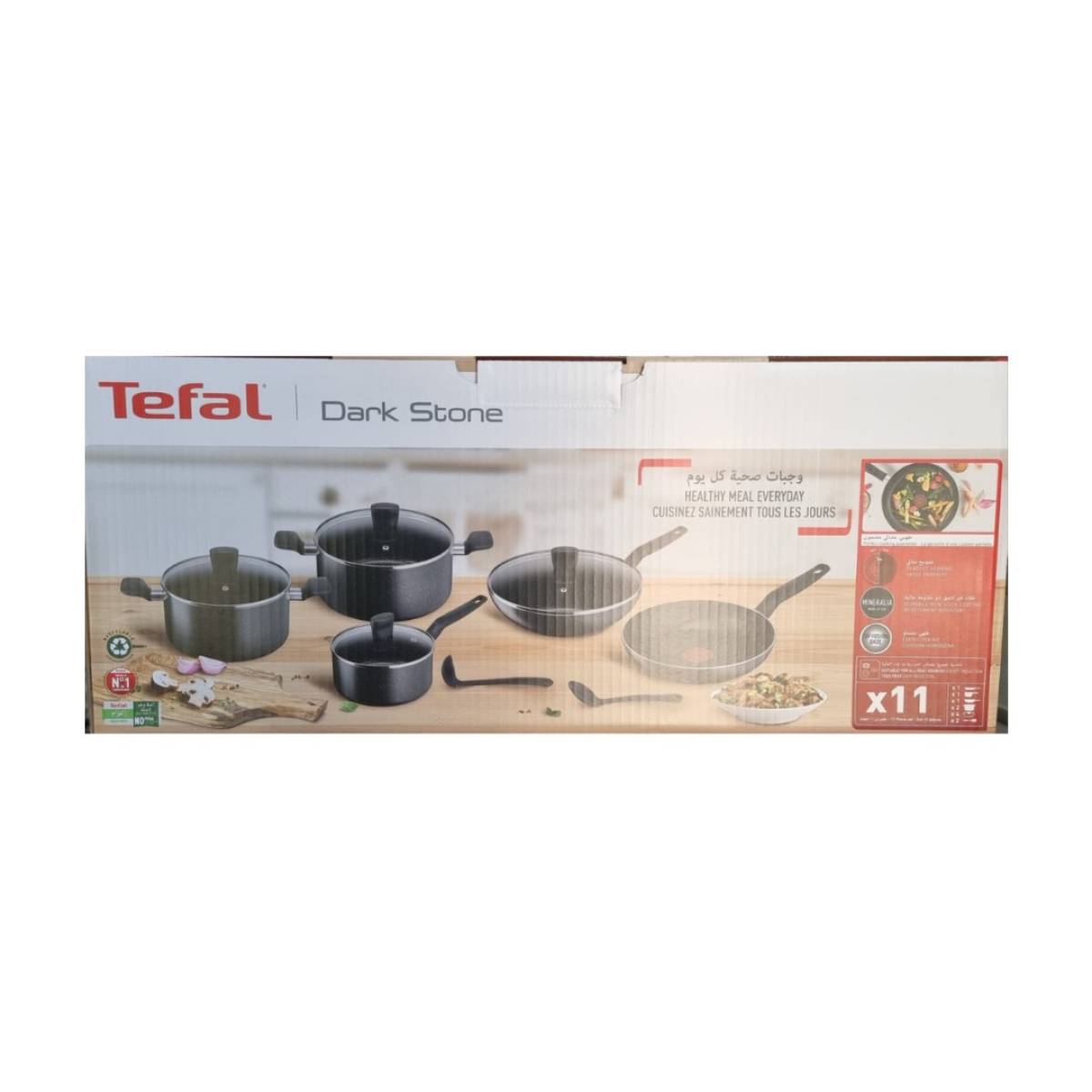 Tefal Dark Stone 11 pcs set with Spatulas Mineralia
