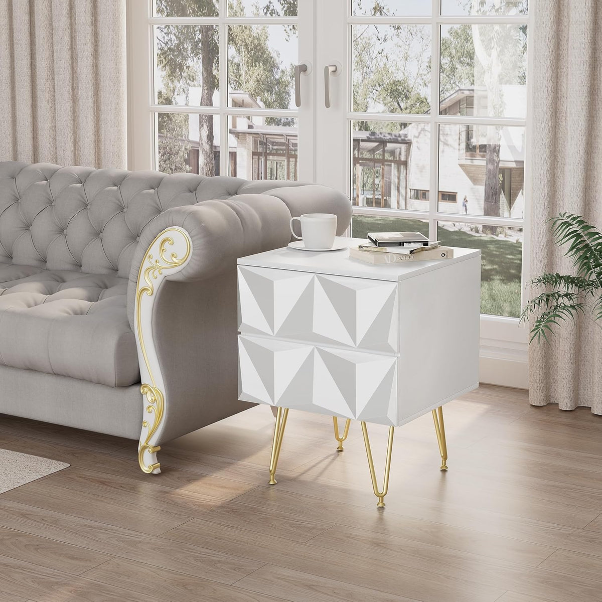 EUGAD Bedside Table with 2 Drawers