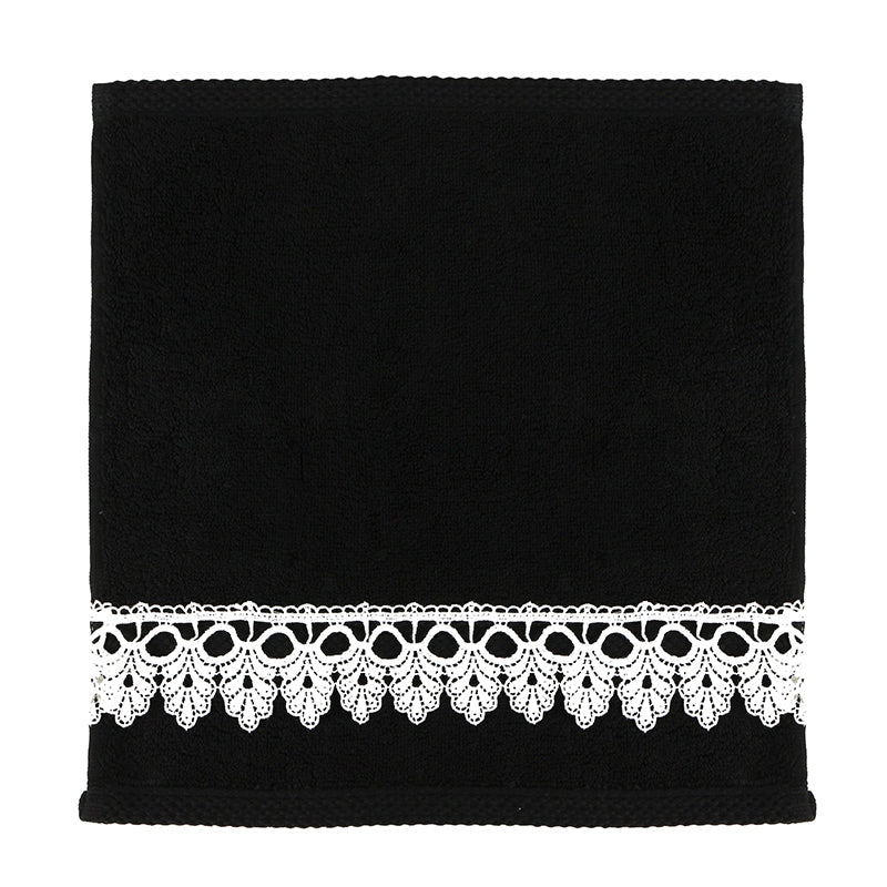 33 CM X 33 CM Cannon Egyptian Cotton Guest Towel Ultra Soft Luxury Décor Sheer Lace Absorbent Towel Washing Drying Dishes and Household 1 Piece Black - Image 3