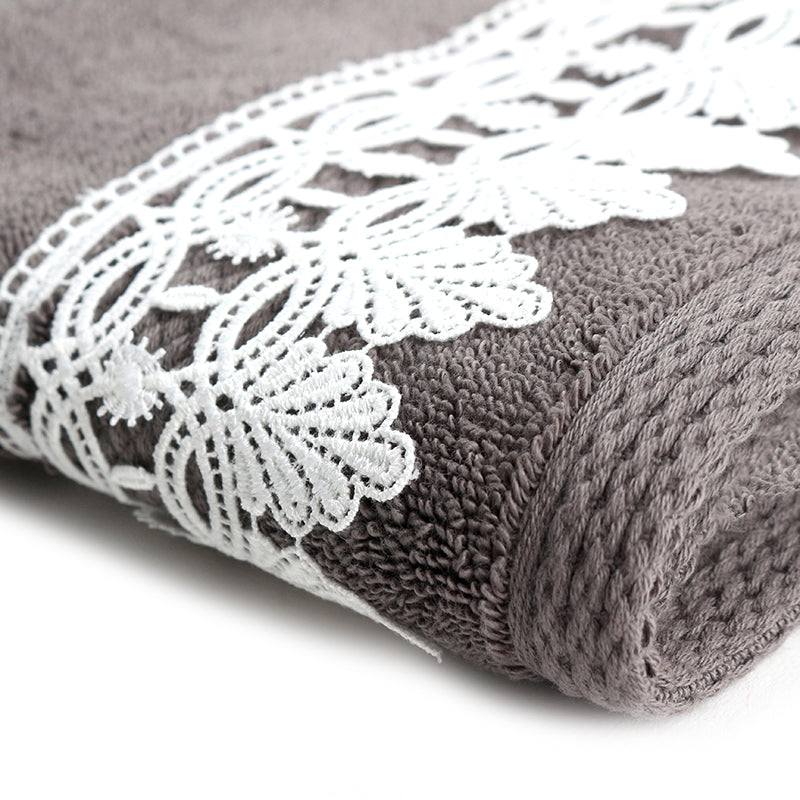 33 CM X 33 CM Cannon Egyptian Cotton Guest Towel Ultra Soft Luxury Décor Sheer Lace Absorbent Towel Washing Drying Dishes and Household 1 Piece Gray - Image 2