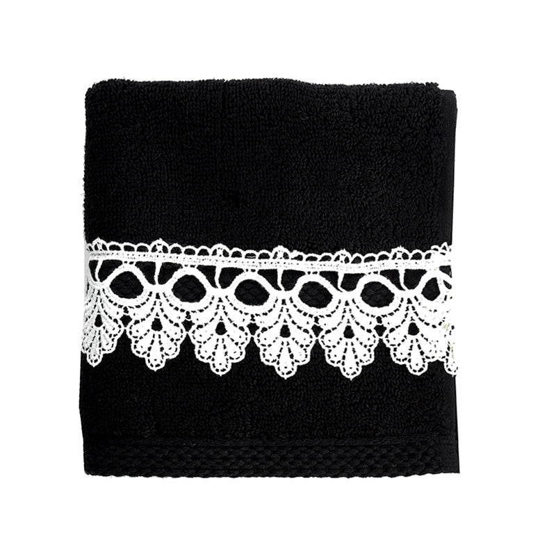 33 CM X 33 CM Cannon Egyptian Cotton Guest Towel Ultra Soft Luxury Décor Sheer Lace Absorbent Towel Washing Drying Dishes and Household 1 Piece Black - Image 4