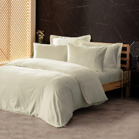 Silk Cotton DOUBLE Duvet Cover Set Ecru  800TC