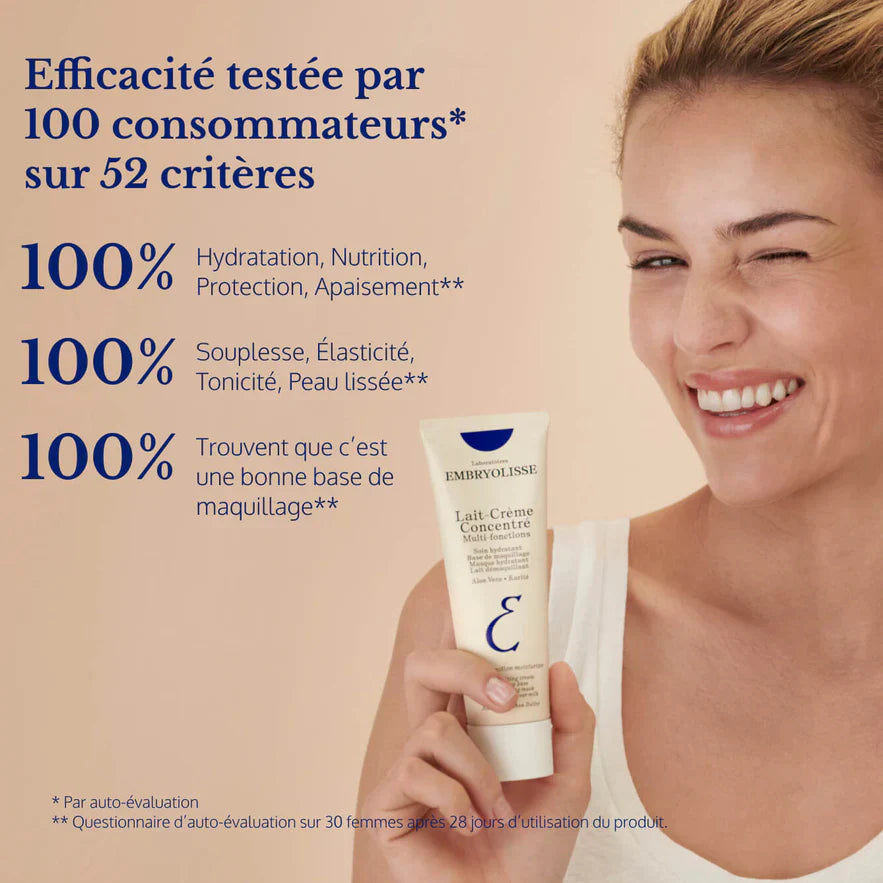 Embryolisse Lait-Crème Concentré, Multifunction Daily Moisturizer, Primer, and Makeup Remover, for All Skin Types