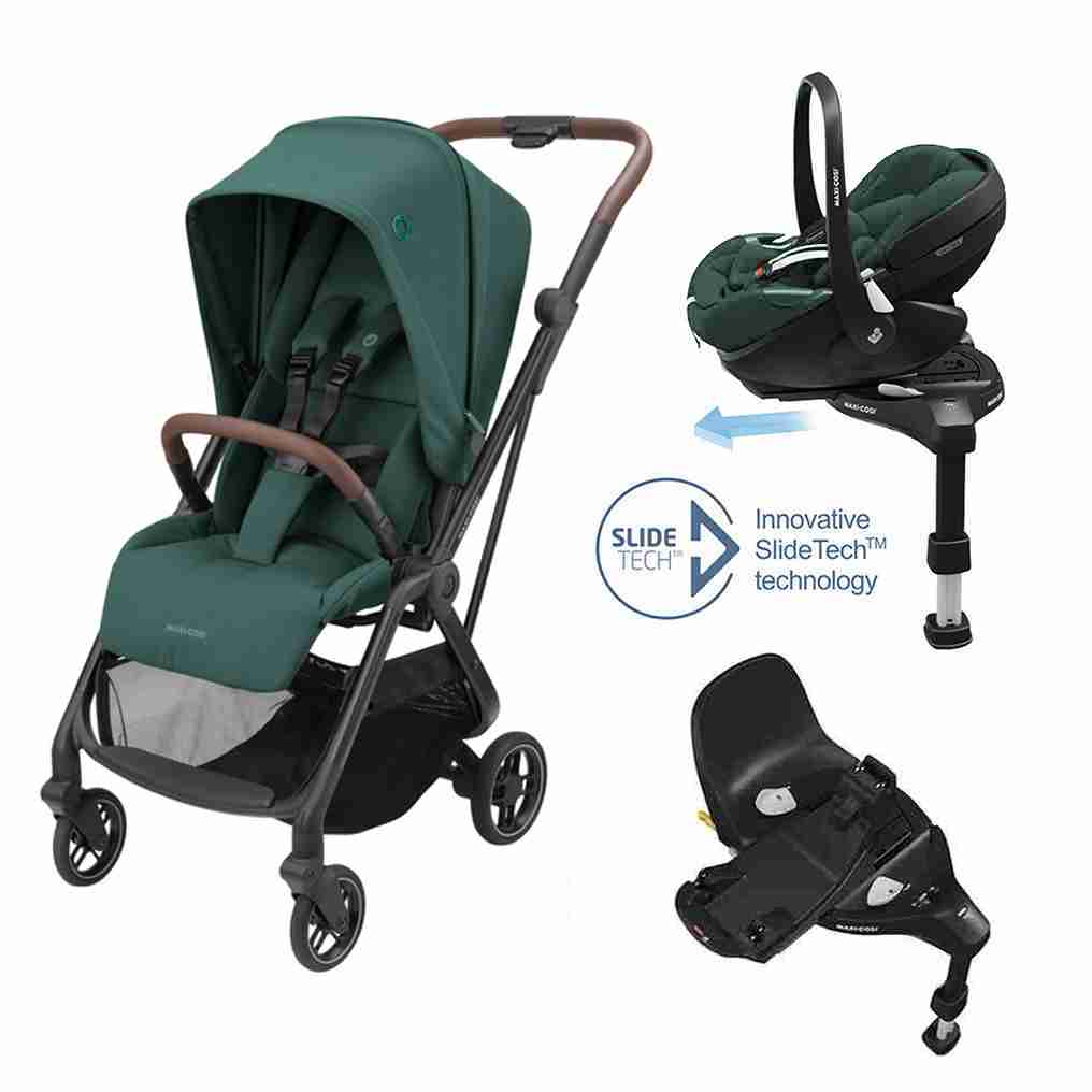 Maxi-cosi - Leona2 (Essential Green) - 3pcs Bundle Leona2 Stroller - Pebble 360 Pro Car Seat - FamilyFix i-size Pro Base - Travel System