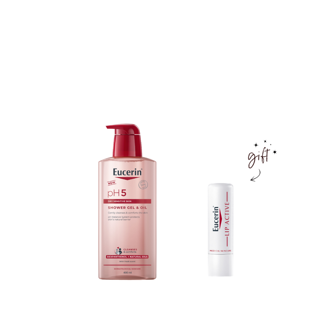Eucerin pH5 Shower Gel & Oil + Free Lip Active Bundle