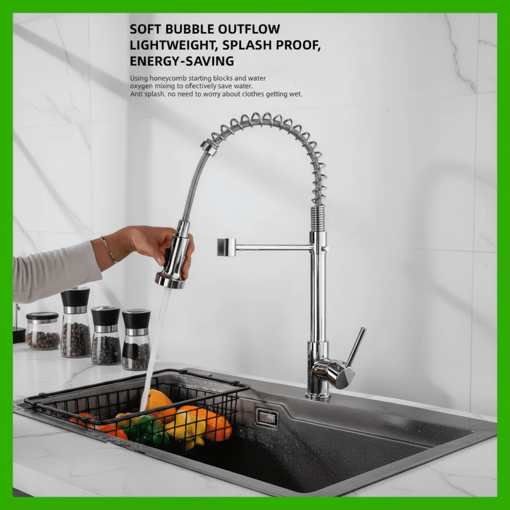 High-Quality Pull-Out Kitchen Sink Faucet – 360° Rotating Dual-Mode Design