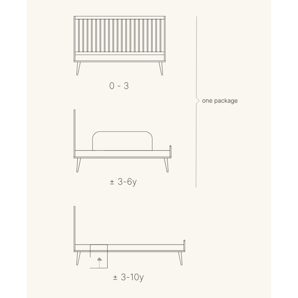 Quax Loft Convertible Bed - 140 x 70 cm - Honey Ash