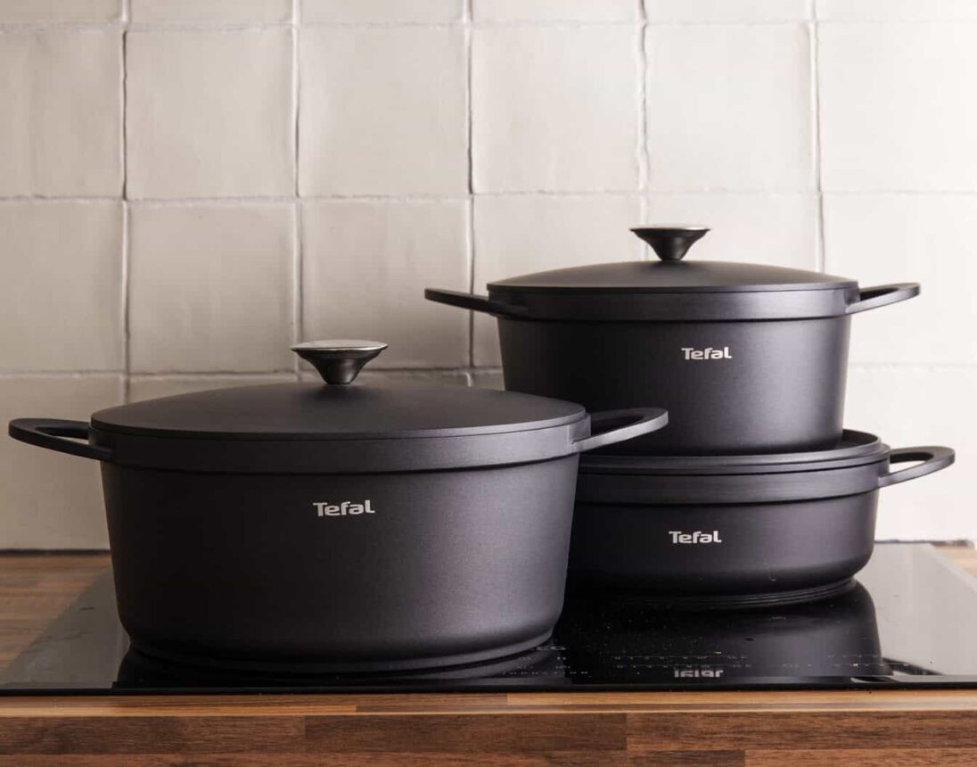 TEFAL Trattoria Set 3 Casseroles 20, 24, 28cm Cast Alum Oven 250°C