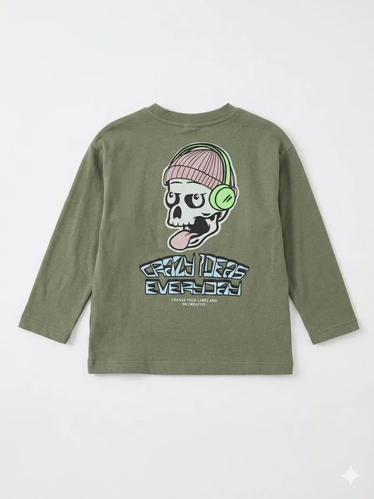Zara Boy's Olive Green Graphic Blouse | Zara In Lebanon