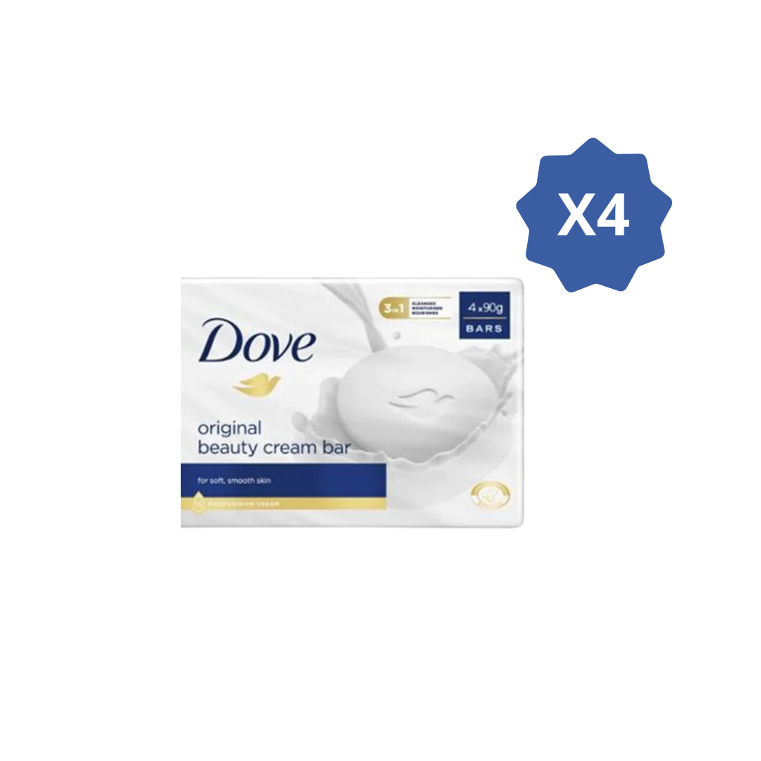 Dove Beauty Bar Soap, Quadripack 90g, 3 + 1 Free