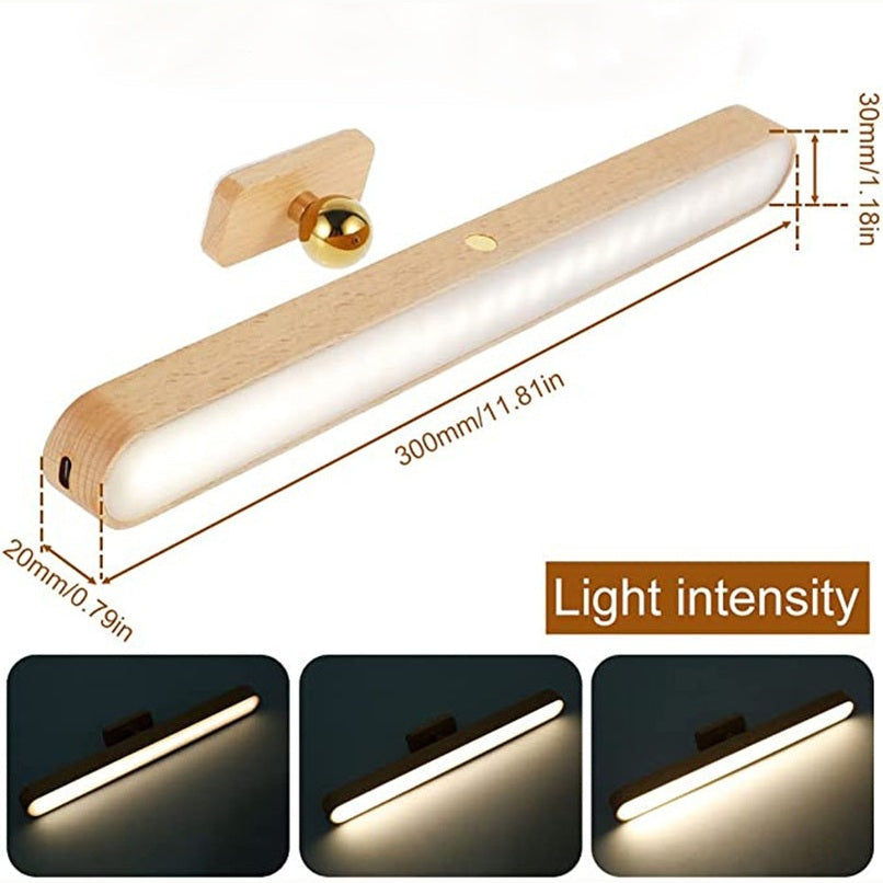 Touch Night Light, 360° Rotatable Magnetic Light, Rechargeable LED Light, Portable Stair Night Light, Wooden Wall Light