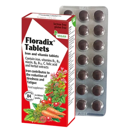 Floradix - Iron & Vitamin Tablets  84 Tablets - Medaid International