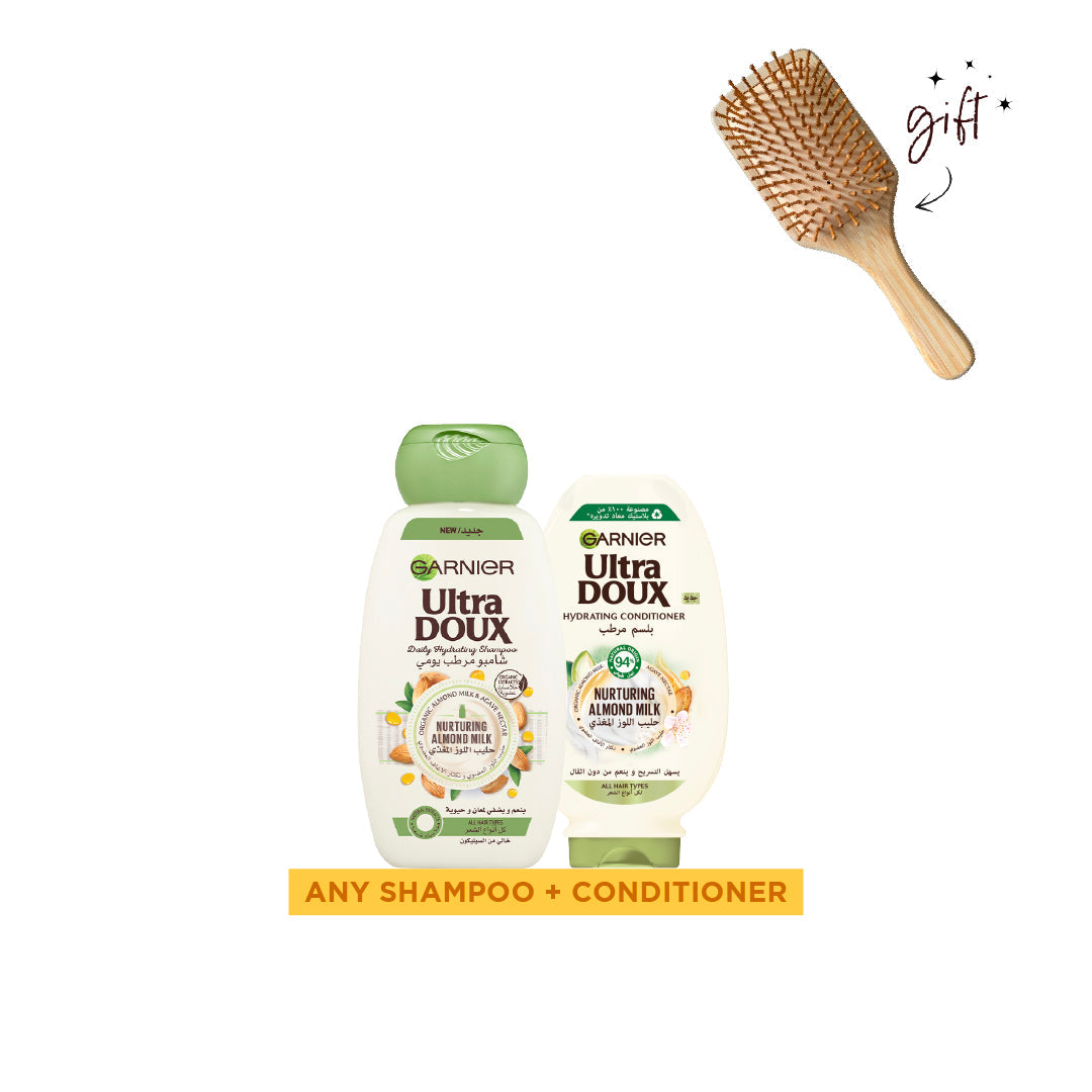 Garnier Ultra Doux Basic Routine Bundle + Free Bamboo Brush - Medaid International