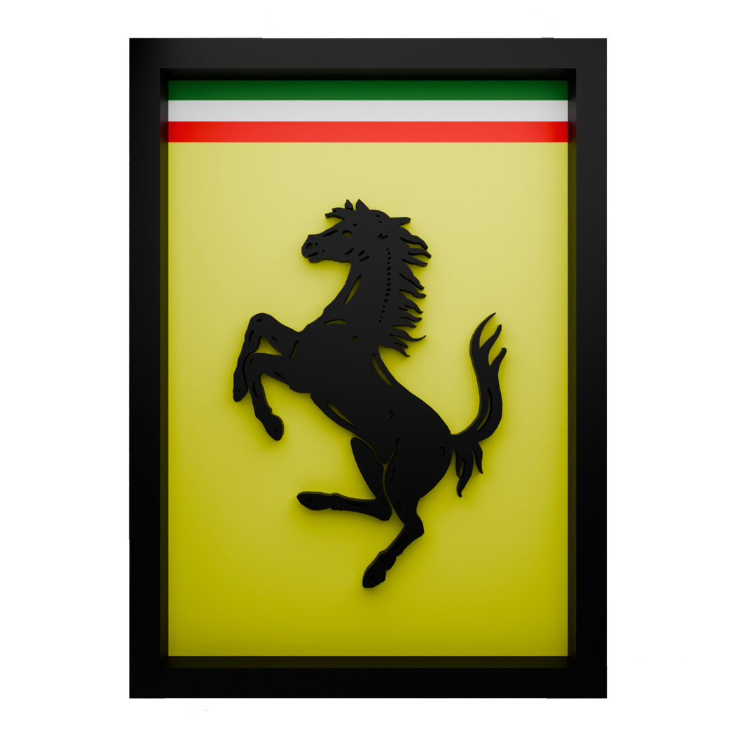 The Prancing Horse Frame WIth 3D-printed Logo