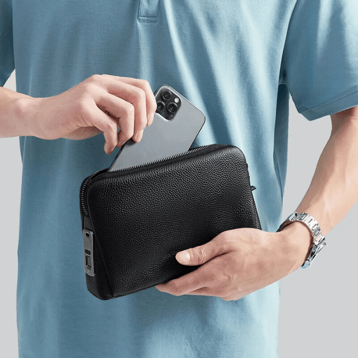 Premium Leather Fingerprint Man Bag - Medaid International