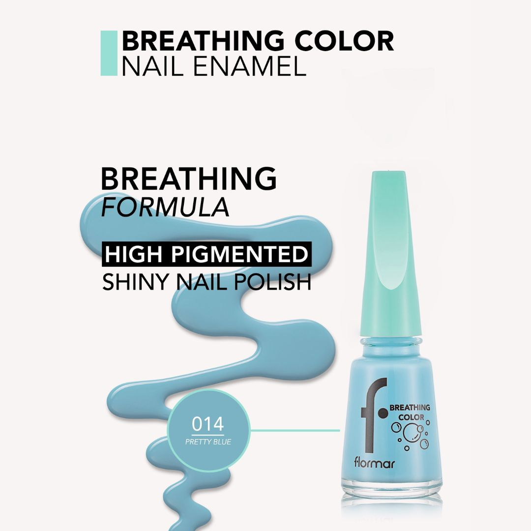 Flormar Breathing Color Nail Enamel 014 Pretty Blue Nail Polish