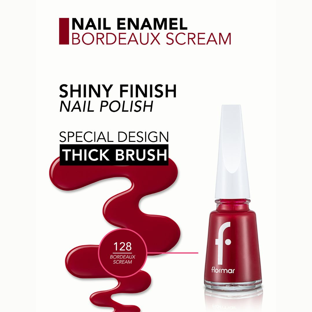Flormar Nail Enamel 128 Bordeaux Scream Nail Polish
