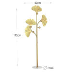 175 CM Freestanding Leaf Shape Metal Coat Rack with Stable Marble Base Clothes Hanger Stand with 5 Hooks Coat Racks for Hats Scarves Handbags Gold - Medaid International
