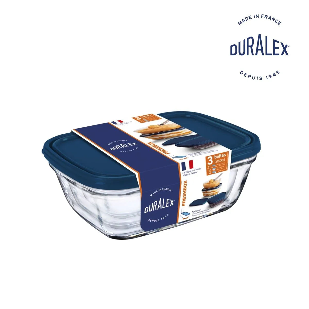 Duralex - Clear Rectangular Freshbox (Set of 3)