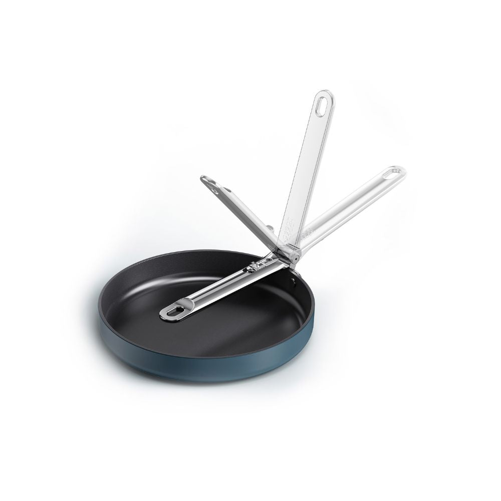 Space Folding Handle Ceramic Non-stick Blue Frying Pan - Medaid International