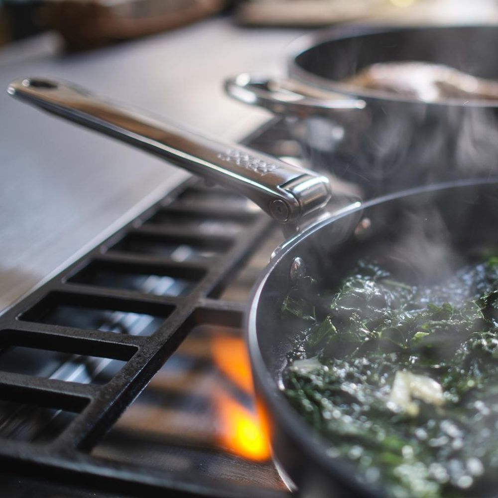 Space Folding Handle Ceramic Non-stick Blue Frying Pan - Medaid International
