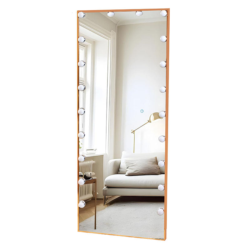 170 CM, Modern Mirror with LED Bulbs and Smart Touch Control, Wall Mounted Mirror with Gold Metal Frame for Bedroom, Living Room - Medaid International